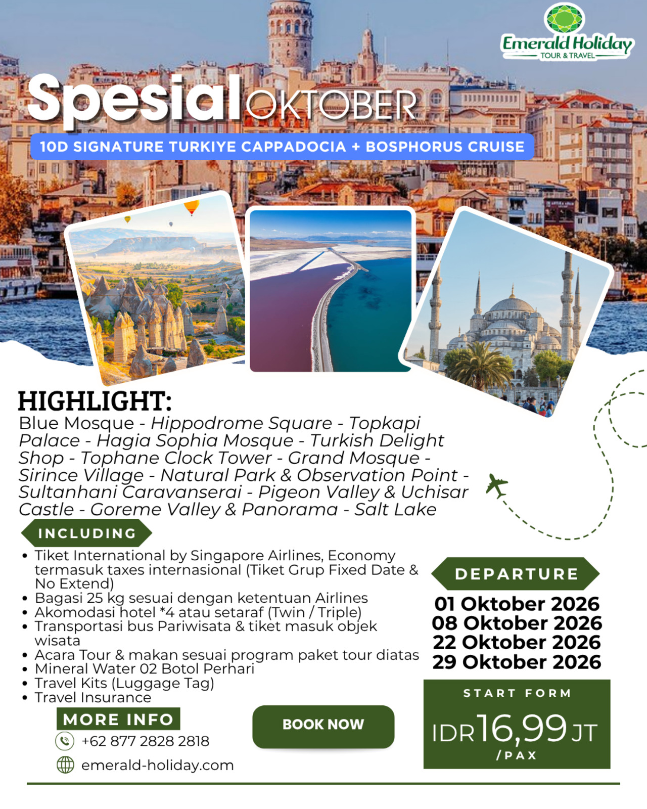 10D SIGNATURE TURKIYE CAPPADOCIA BOSPHORUS CRUISE 1 - 29 OKT 26